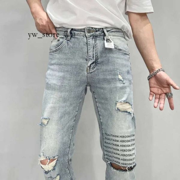 Ksubi Jeans Jeans de diseñador para hombre Pantalones de hombre Rip Denim Biker Pintura gris Distress Stretch Motorcycle Bone Halloween Jeans para hombre 8874