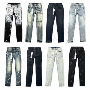 Ksubi Jeans Designer Mens Purple Jeans scheurde rechte gewone jeans denim tranen gewassen oude lange zwarte jeans o4mb#