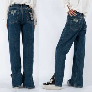 Ksubi Jeans Europe America America High Taille Slim Slim Split rechte been denim broek voor vrouwen en lange maat 25-30 nieuwe zomer