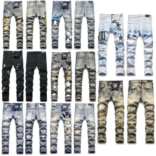 Ksubi Jeans Femmes Designer Mens Jean Skinny Baggy Womens Slim Hole Ripped Pant avec des trous Homme DREST DESCONNANTS LEG STRE