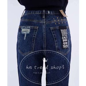 Ksubi dames jeans ontwerper Hoge taille rechte vat buiten spleetontwerp donkerblauwe denim broek vrouw vat jeans dames designer jeans niet gedefinieerd 333