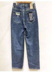 Ksubi dames jeans ontwerper Hoge taille rechte vat buiten spleetontwerp donkerblauwe denim broek vrouw 590