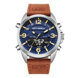 KT montre de luxe hommes Top marque montres en cuir homme Quartz analogique numérique étanche montre-bracelet grande montre horloge Klok KT1818293K