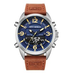 KT Luxury Watch Men Top Brand Leather Watches Man Quartz Analog digitaal waterdichte polshorloge Big Watch Clock Klok Kt18182223129