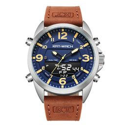 KT montre de luxe hommes Top marque montres en cuir homme Quartz analogique numérique étanche montre-bracelet grande montre horloge Klok KT1818243F