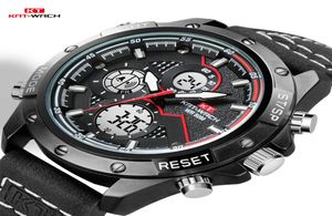 KT Watches Men 2020 Wrist Watch Quartz Sport Cuir Cadeaux de luxe Chronographe imperméable Chronographe analogique Digital Mans Watch Black KT18054074558