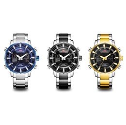 KT2-27 Populaire vente chaude montres à quartz pour hommes nouvel alliage tendance personnalité mode hommes d'affaires double affichage décoration lumineuse montre à bande en acier