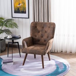 Ktaxon moderne accentstoelen, Home Office Mid-Back Support Mid-Century Arm Chair Brown Brown