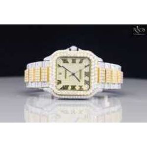 KTMB fabricant Direct haute qualité Moissanite diamant en acier inoxydable Bling Ice out luxe diamant Hip Hop deux tons montre