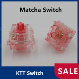 KTT – interrupteur fraise personnalisé, linéaire, 3 broches, rose, Compatible avec clavier mécanique MX Switch, rvb Gaming TM680 GK61