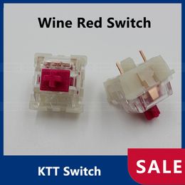 KTT Switch Wine Red Switches Light Tactile 3Pins Lineaire SMD Cherry Diy Aangepaste compatibele mechanische toetsenbord MX -schakelaars