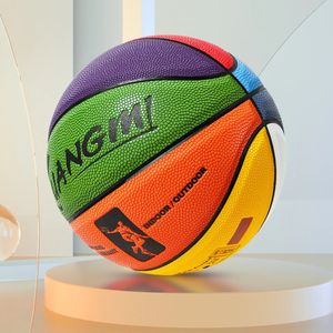 Kuangmi 8 couleurs ballon de basket pour enfants jeux pour enfants taille 3 4 5 6 7 basket-ball entraînement Sport jouets pour enfants 231220