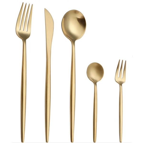 Kubac Nouveau 24pcs Set Golden Cutlery Leon Top en acier inoxydable steak lnife fork fête 30pcs Couvrerie Dîle