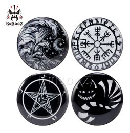 Kubooz acrylique pentagram waves moon oreille tunnel bouchons jauges body piercings bijoux exposition exposant entier 625 mm 80pcs3689234