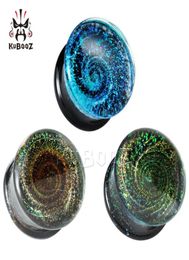 Kubooz Verre de haute qualité Milky Way Design Prises d'oreille Tunnels d'oreille Tunnels Piercing Gauges Body Bielry Expanders entiers de 6 mm à 25 mm 8061510