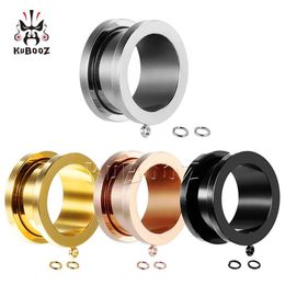 KUBOOZ acier inoxydable 4 couleurs bricolage tunnels d'oreille et bouchons jauges de perçage civières de perçage bijoux de corps 6-25mm 100PCS272f