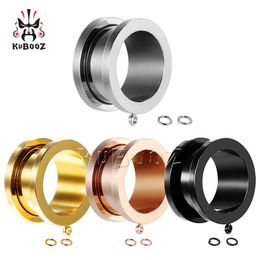 KUBOOZ acier inoxydable 4 couleurs bricolage tunnels et bouchons d'oreille jauges de perçage civières de perçage bijoux de corps 6-25mm 100PCS215H