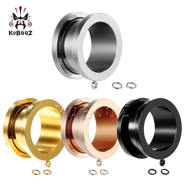 KUBOOZ acier inoxydable 4 couleurs bricolage tunnels d'oreille et bouchons jauges de perçage civières de perçage bijoux de corps 6-25mm 100PCS215o