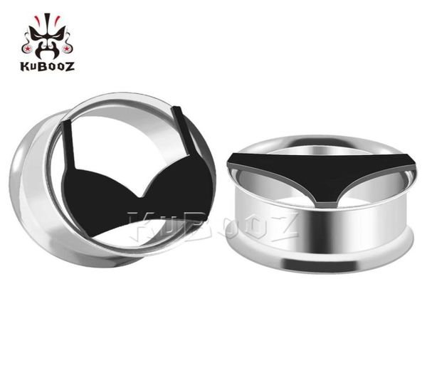 KUBOOZ acier inoxydable Bikini Logo bouchons d'oreille Tunnels bijoux de corps Piercing boucle d'oreille jauges civières extenseurs 825mm 48PCS9575444