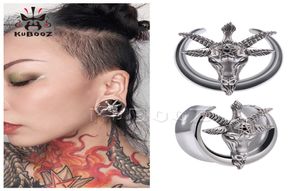 Kubooz roestvrijstalen oorbel tunnels ingerichte pentagram schapen hoofd oordopjes piercing body sieraden brancards uitbreiden wh6911877