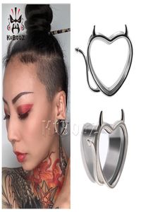 KUBOOZ bouchons d'oreille démon en forme de coeur en acier inoxydable tunnels boucles d'oreilles jauges piercing bijoux civières extenseurs 825mm 32PCS5517920