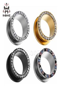 Kubooz en acier inoxydable Set en diamant bouchons tunnels bijoux de boucles d'oreille de boucles d'oreille de pierre de parviole