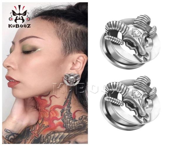 Kubooz en acier inoxydable mouton Plux d'oreille tunnels corporel piercing bijoux boucles d'oreilles entièrement de 6 mm à 25 mm 30pcs24255909126297