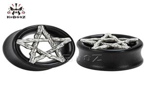 Kubooz Wood ebony pentagram oor piercing plug tunnels body sieraden oorring metingen expander brancard hele 825 mm 32pcs255v523933333