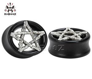 KUBOOZ Hout Ebbenhout Pentagram Oorpiercing Plug Tunnels Lichaamssieraden Oorbel Meters Expander Brancard Heel 825 mm 32PCS255V8544440