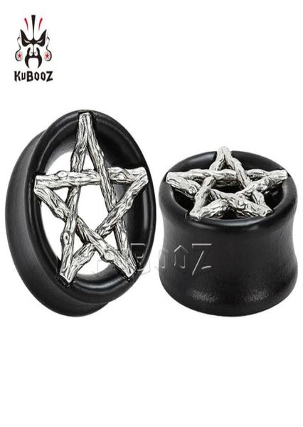 KUBOOZ bois ébène pentagramme oreille Piercing bouchon Tunnels corps bijoux boucle d'oreille jauges extenseur civière entière 825mm 32PCS255V9248665