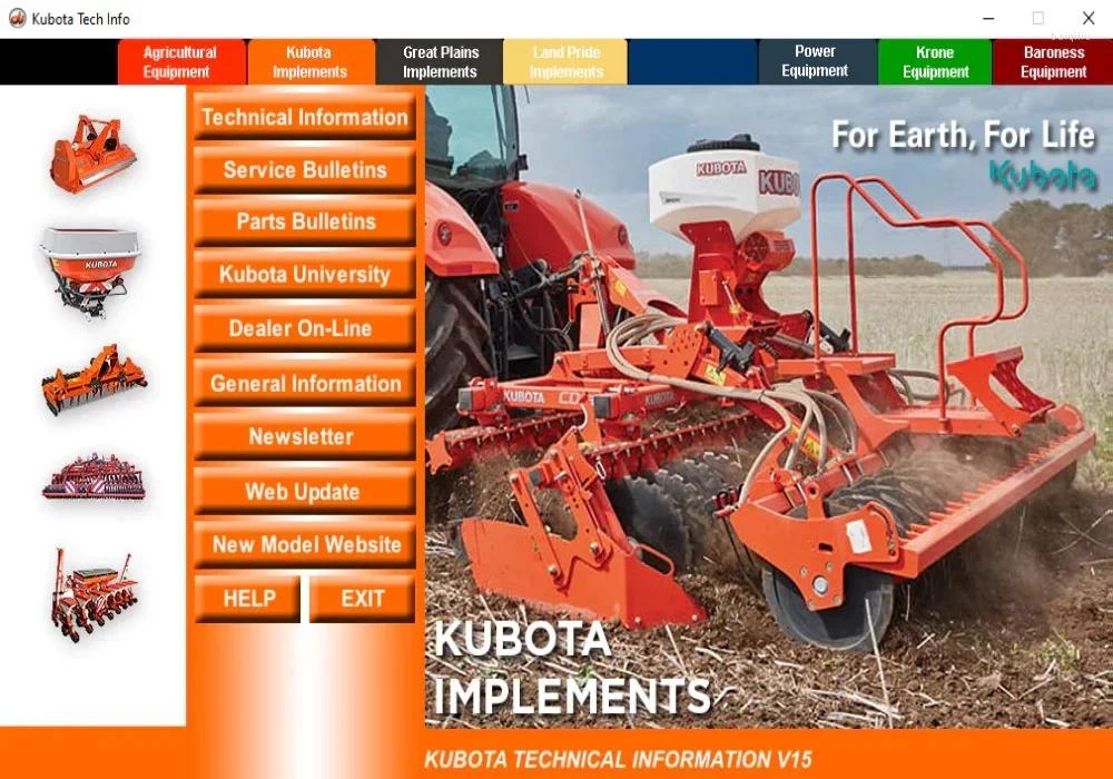 Kubota Krone Machinery Agricultural Informacje techniczne - obsługa części manualnych warsztatów