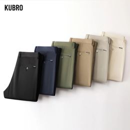 Kubro British Mens Suit broek Stretch Smart Casual broek Solid Color Straight Wearable Full Lengte Home Business Work Pant 240117