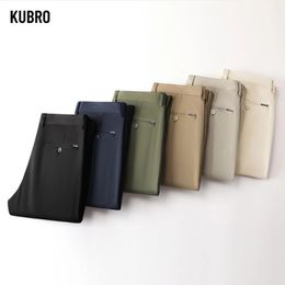 KUBRO Pantalones de traje británicos para hombre Pantalones casuales elegantes elásticos Color sólido Pantalón de trabajo de negocios en casa de cuerpo entero usable recto 240117