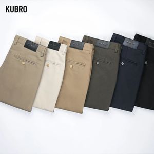 KUBRO Hoge kwaliteit slimme pakbroek heren klassiek zwart veelkleurig herfst winter casual rechte broek zakelijk 240315