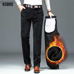 Kubro Men's Classic Solid Corduroy Pantalon Autumn Winter Keep warme casual broek Zakelijke mode Stretch Straight Suit PantsLF20230824.