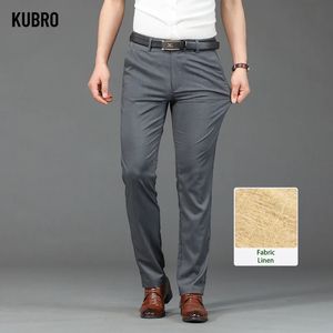 Kubro Mens katoenen linnen broek Losse koele casual lange elastische broek groot formaat streetwear lichtgewicht broek 240430