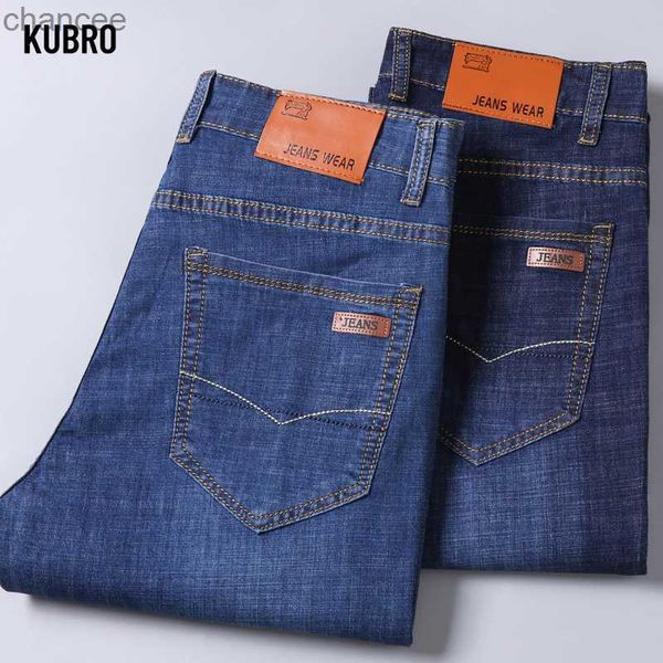 KUBRO printemps été mode hommes lâche droite léger jean haute qualité Stretch pantalon coton Denim classique marque pantalon HKD230829