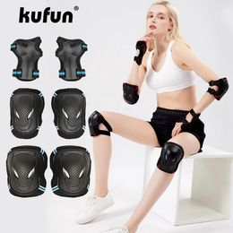 Kufun Knie Elleboogbeschermers Beschermende Uitrusting Longboard Skateboard Volwassen Kinderen Fiets Inline Roller Skate Protector Set Kids Scooter 240227