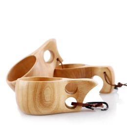 Taza Kuksa Nueva Finlandia Taza de madera portátil hecha a mano para café Leche Taza de agua Regalo de turismo dh9764