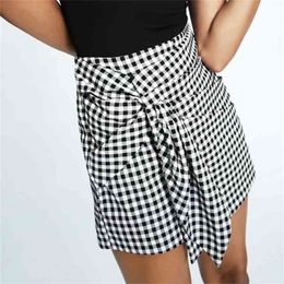 Kumsvag vrouwen zomer plaid shorts geplooide sjerpen strikje mode vrouwelijke straat zoete bottons kleding WF62193 210714