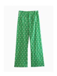 KUMSVAG vrouwen zomer recht broek mode afdrukken knoppen zakken vrouwelijke elegante straat dunne broek broek kleding 240423