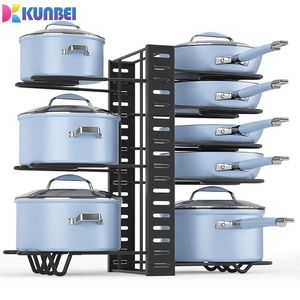 KUNBEI Réglable Casseroles et Casseroles Organisateur Rack 3 Méthodes DIY Heavy Duty Couvercles En Métal Support De Stockage pour Cuisine 211112