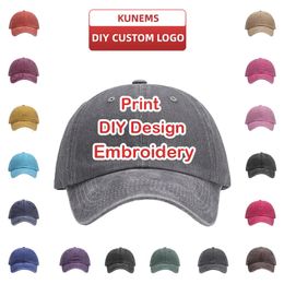 Kunems Custom Baseball Cap pour hommes et femmes Lettre de conception de bricolage Broderie Retro Hat Personnalise Cap graphique Imprimé en gros 240507