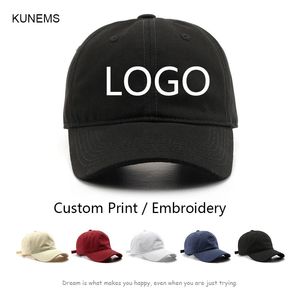 Kunems Custom Cotton Baseball Cap voor vrouwen en mannen Diy Print Sun Hat Aangepast Borduurwerk Tekstontwerp Trucker Mesh Hat Unisex 240423