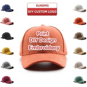 Kunems DIY Custom Embrodery Caps Baseball Caps Fashion Suede Cap pour femmes et hommes Design Brand Print Chapeaux Unisexe Wholesale 240411