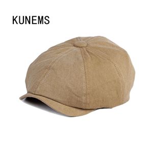 KUNEMS lavé rétro coton bérets casquettes pour hommes Boina britannique gavroche chapeaux octogonal chapeau Peaky Blinders décontracté papa casquette Gorras