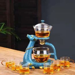 Kungfu service à thé en verre déviation d'eau magnétique pour cuisine infuseurs en vrac bouilloires cuisson théière verres ensemble de théière magnétique 240124