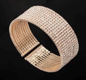 Kunjoe Mode Luxe Elegantie Kristallen Sieraden Armband Bruids Bruiloft Vol Strass Bangle Vrouwelijke Sieraden Whole2976076