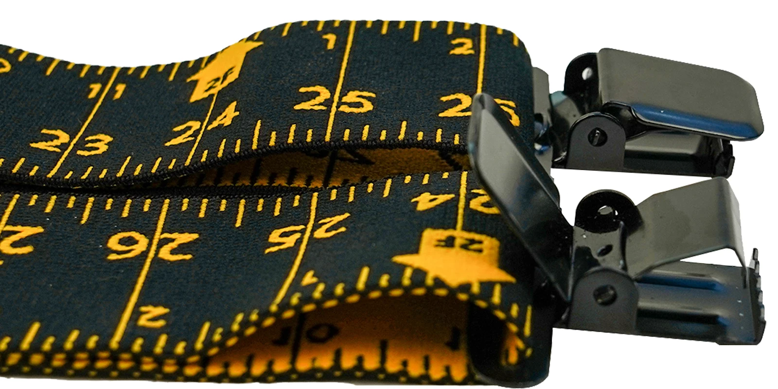 KUNN Men Suspender Tape Measure Pattern Suspender Fully Strength Elastic with Heavy Duty Clip Ruler Suspenders