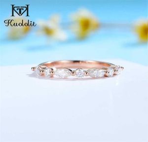 Kuoit Bubble Ring 14K 10k 585 Rose Gold pour femmes marquise Ring Matching Band Engagement pour la fête Half Size Fine 2202096021317
